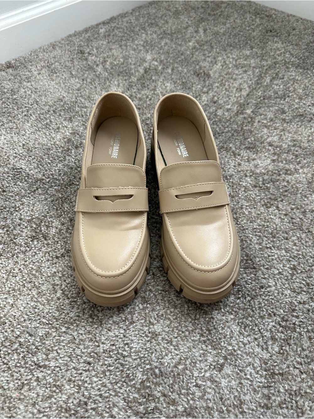 Chunky Lug Loafers in Neutral Beige — Versatile Women's Flats